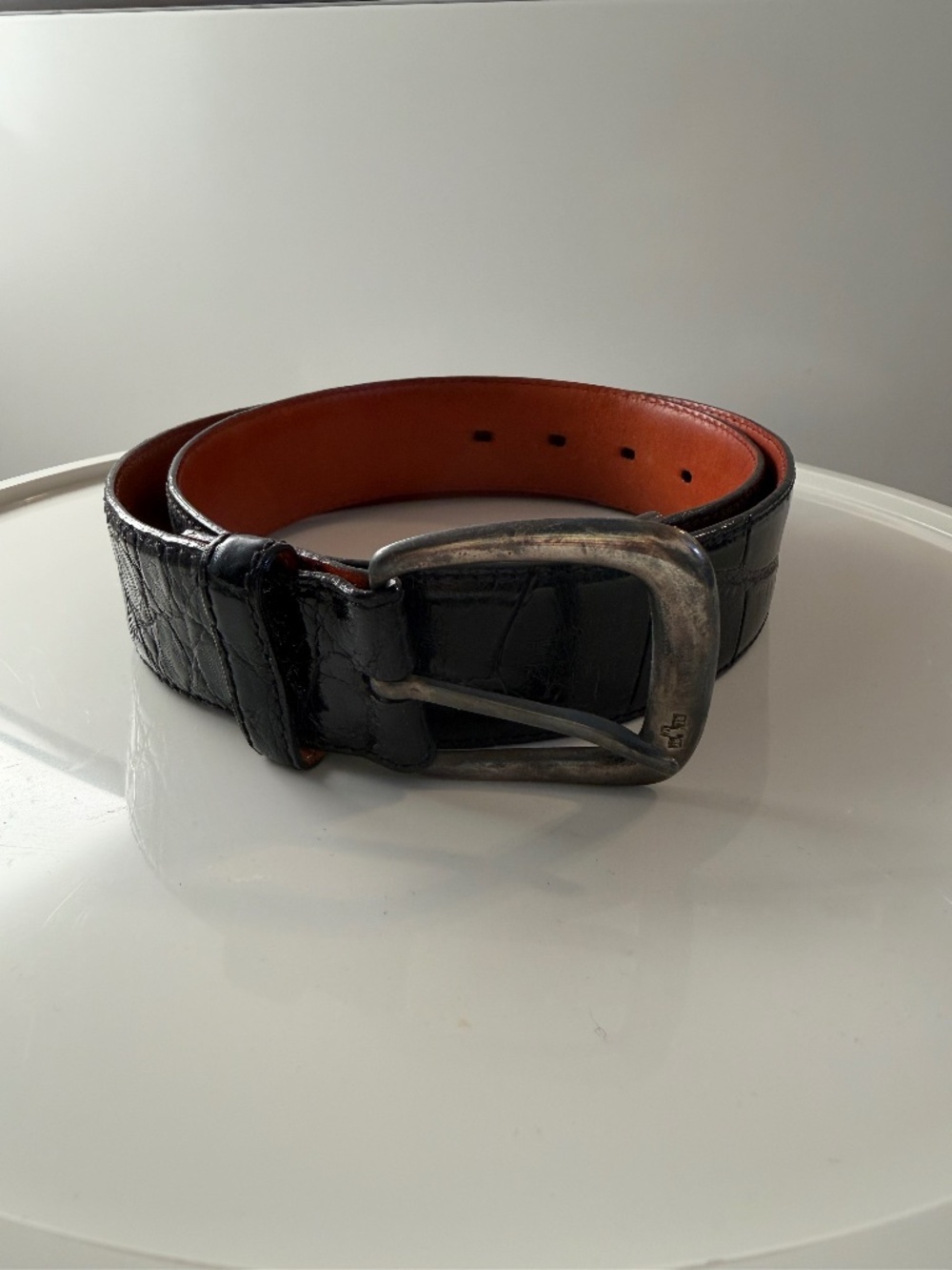 Vintage Ralph Lauren Genuine Alligator Leather Belt Black Size 30 Made in Italy